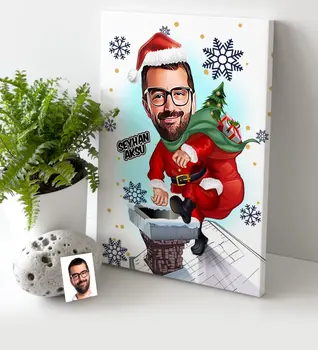 

Personalized Christmas Themed Bay Caricature Of Canvas table (30x50 cm.)-3