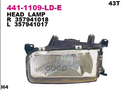 Фара Передн Лев Vw: Passat B3 04.88-08.93 Depo арт. 441-1109L-LD-E