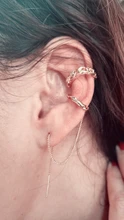 17KM-pendientes de borlas con Clip para mujer, aretes de línea larga dorados, Circonia cúbica, Cruz en la oreja, Clip, regalo de joyería 2021