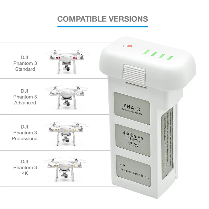 4500 мАч перезаряжаемая батарея для DJI Phantom 3 серии профессиональный расширенный беспилотный Интеллектуальный летный аккумулятор 15,2 V 68.4Wh