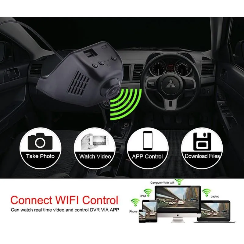 1080P HD Автомобильный видеорегистратор, камера с Wifi, приложение для вождения, записывающее устройство ночного видения, g-сенсор, циклическая запись, парковочный монитор, широкоугольный видеорегистратор