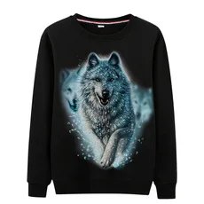 RL Animal Wolf мужские толстовки с капюшоном, пуловер с круглым вырезом черного цвета, тонкая мужская верхняя одежда, толстовка, весенняя и осенняя мужская одежда - Цвет: Небесно-голубой