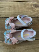 Zapatos de cuero con lazo de diamantes de imitación para niñas, zapatillas de baile de fiesta, zapatos planos de rendimiento para bebés y estudiantes, D785