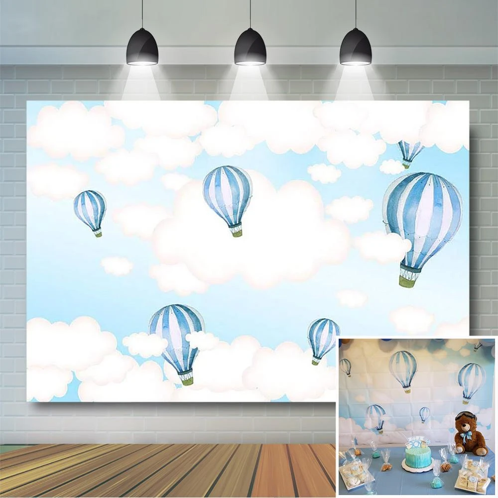Baby Blue Hot Air Balloon Baby Shower, Gender Reveal, Birthday Vinyl
