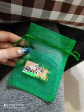 100pcs / lot 5x7 7x9 9x12 10x15cm Bolsas de organza con cordón Bolsas de embalaje de joyería Bolsa de regalo de fiesta de boda Bolsas de regalo de cumpleaños de Navidad Bolsas