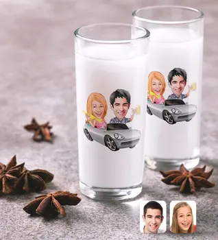 

Personalized Valentine Caricature Of Dual Arrack Cup Seti-53