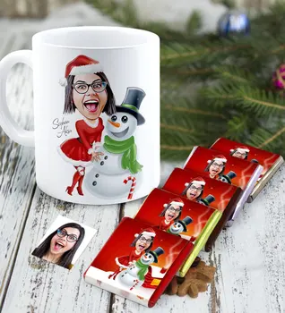 

Personalized Christmas Themed Lady Caricature Of mug And Melody If You Would Chocolate set-3