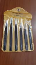 6 unids/set pinzas ESD 10-15 seguro Anti-estática de acero inoxidable de soldadura pinzas las herramientas para Estación de soldadura con bolsa