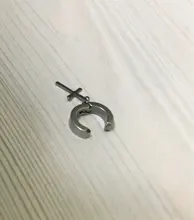 Suave Cruz bala de acero inoxidable pendientes de Clip pendientes largos aretes pendientes sin perforar para las mujeres pendiente Punk joyería No agujero oreja 1 pieza