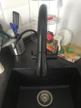 Quyanre-grúa filtrada para cocina, grifo con filtro de agua de rotación 360, mezclador de fregadero de tres vías, color negro mate