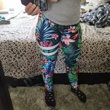 Qickitout 12% Spandex alta cintura Digital mallas impresas para ejercicio de deporte con polainas de las mujeres