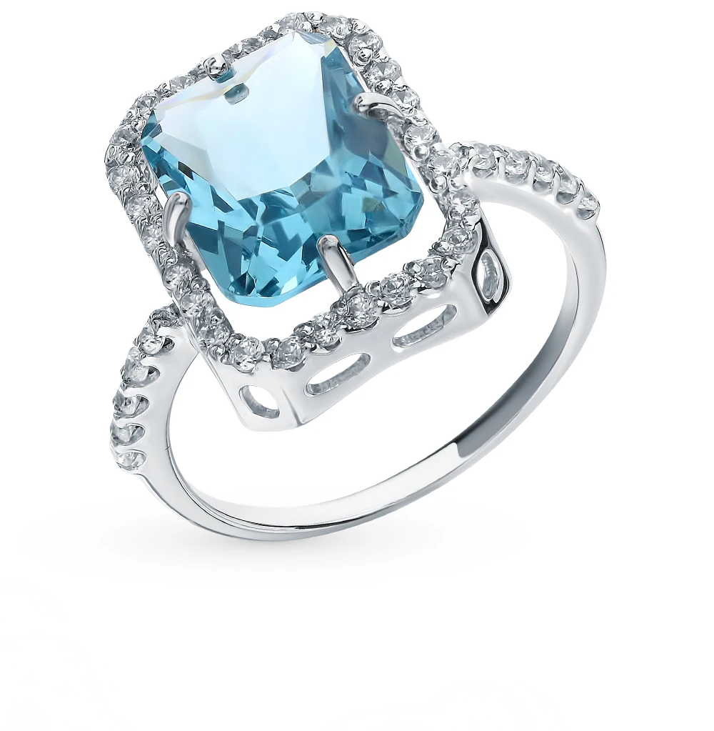 Серебряное кольцо с фианитами SUNLIGHT проба 925
