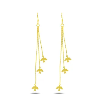 

Teleplus Dangle With Matt Pattern Bird Earrings 925 Sterling Silver