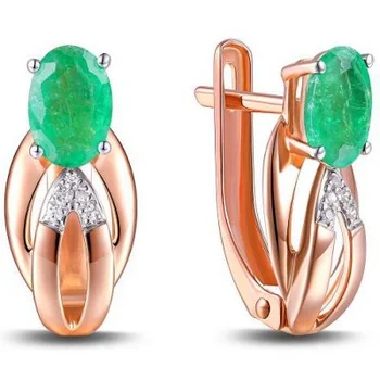 

Lucas gold emerald diamond earrings in red gold