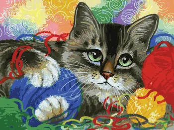 

Cat with clubs, 30*40 cm picture by numbers on canvas Snow White 786-as