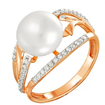 

Примаэксклюзив ring with pearls and cubic zirconia in red gold