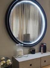 Tocador con espejo de maquillaje, accesorio con cadena de luces USB, lámpara de baño, cinta Led para espejo, 5 metros, 5V