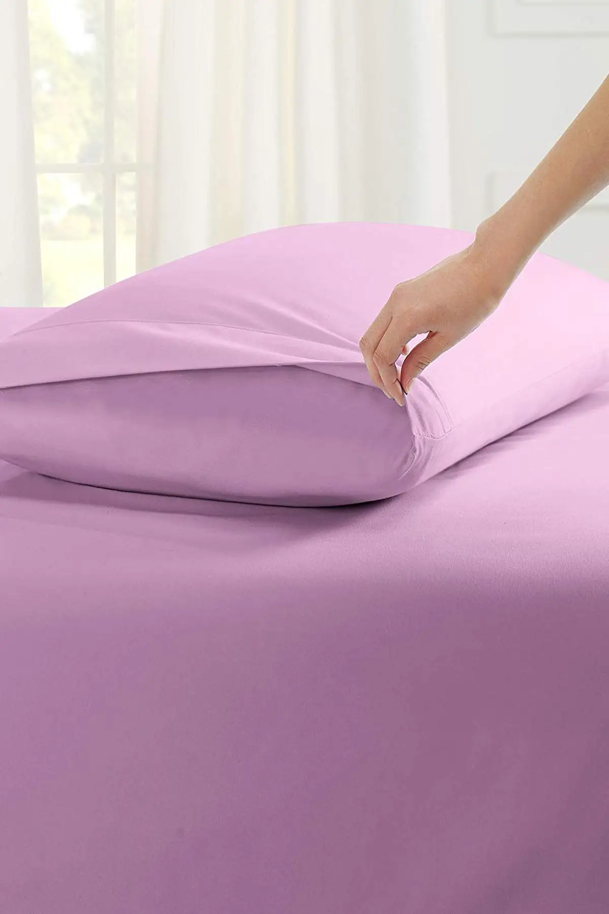 2 PCs Double 100 Cotton Fitted Sheets | Lilac