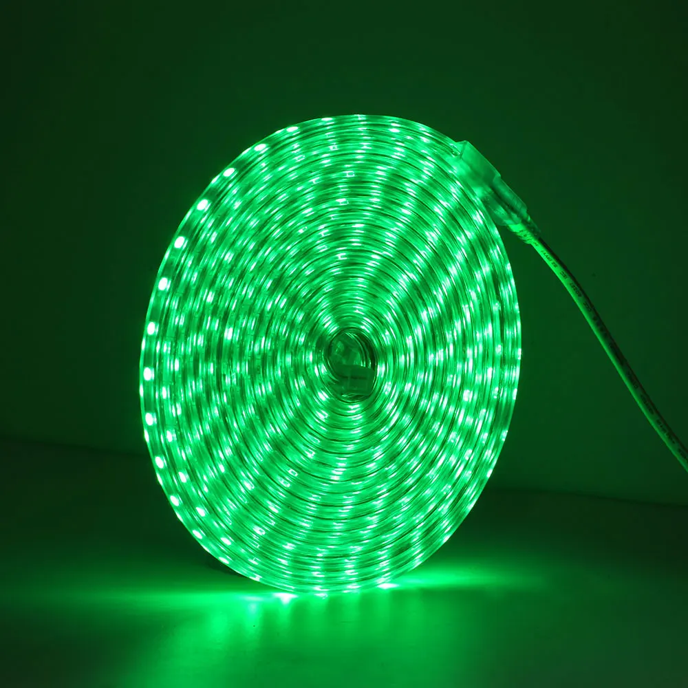Green AC220V светодиодный светильник SMD 5050 60 светодиодный s/m IP67 водонепроницаемый гибкий светодиодный светильник с переключателем ВКЛ/ВЫКЛ 1 м/2 м/3/4/5/6/7/8/9/ 10/20 м - Испускаемый цвет: Green