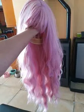 Pink Wigs Bangs Synthetic-Wig Wavy Hair Lolita Cosplay American Alan Eaton Long Women