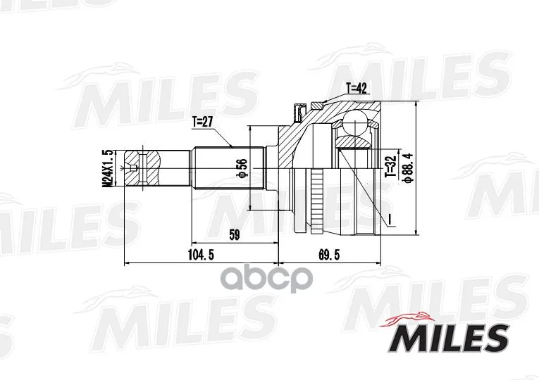 Шрус Nissan Primera P10/Bluebird Iv T72/T12 1.8-2.0d 85-96 Нар. Abs Miles Ga20295 Miles арт. GA20295