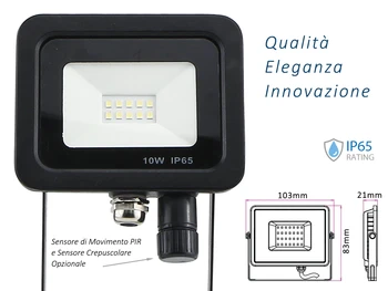 

Headlight Led Flood Light Slim 10W IP65 neutral white casing black PIR sensor optional CL1918