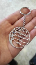 Auxauxme personalizada Birthstone árbol de llaveros de la vida de acero inoxidable miembro de la familia llavero de árbol regalos de cumpleaños para mamá y papá