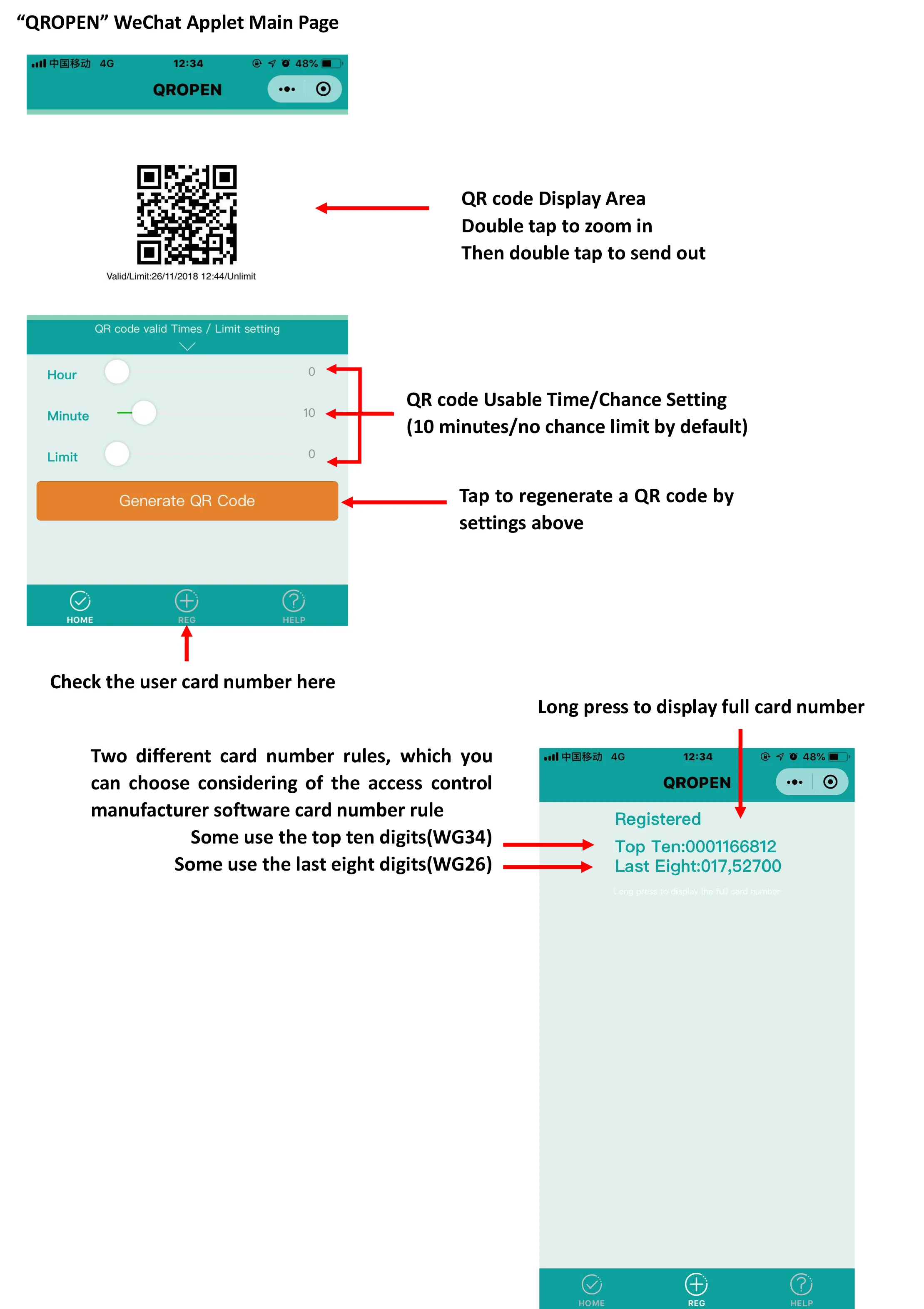 RFID 바코드 2D QR 코드 리더 20000 TTL RS485 Wiegand 26/34 출력 IC 카드로 사용자 액세스 제어 NFC DESFire EV2 지원