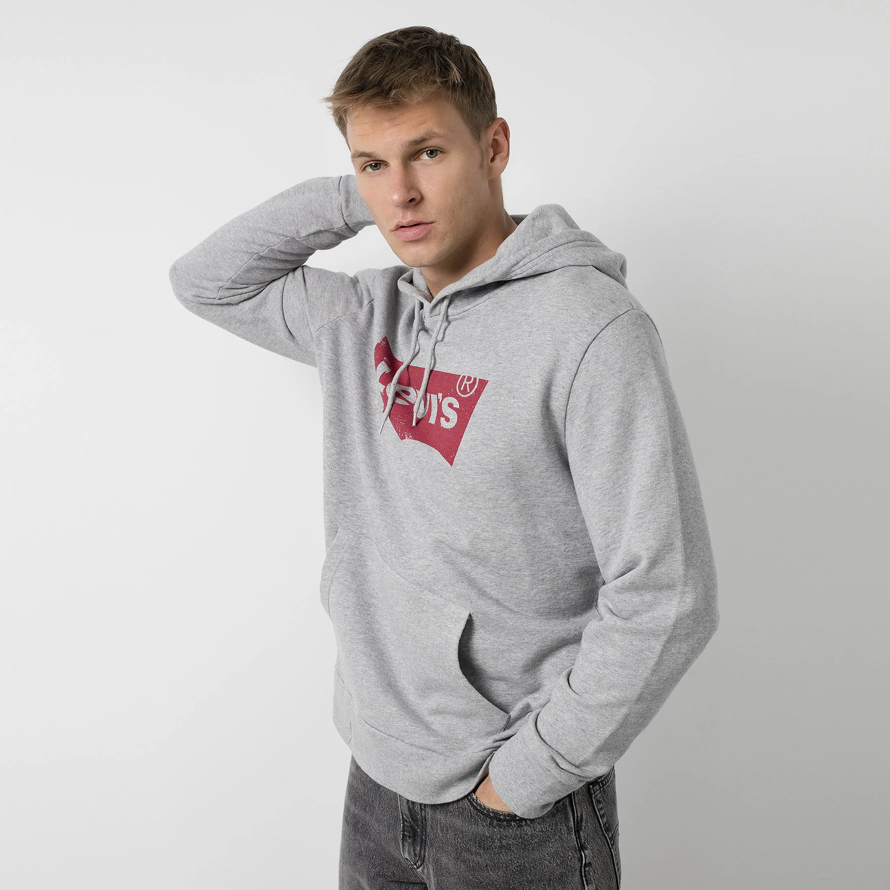Levi's 100 хлопок печатных капюшоном классического кроя трикотажный тренировочный