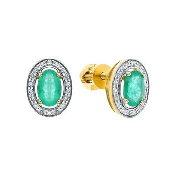 

Gold earrings with emeralds and diamonds sunlight sample 585