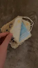 Carpeta bordada para guardar mascarillas de felpa, máscara plegable portátil, bolsillos de almacenamiento, monedero de conejo de Corea, funda suave de franela Kawaii