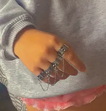 Anillos Punk de Hip Pop para mujer, cadena ajustable multicapa, cuatro anillos abiertos para dedos, anillos giratorios de aleación para mujer, regalo de fiesta