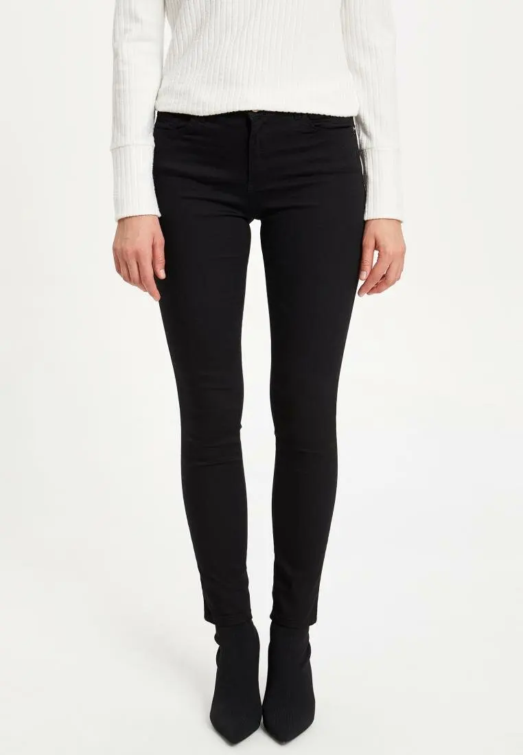 

DeFacto Woman Autumn Black Long Pencil Pants Women Skinny Mid-waist Bottoms Female Fit Slim Trousers-M0850AZ19AU