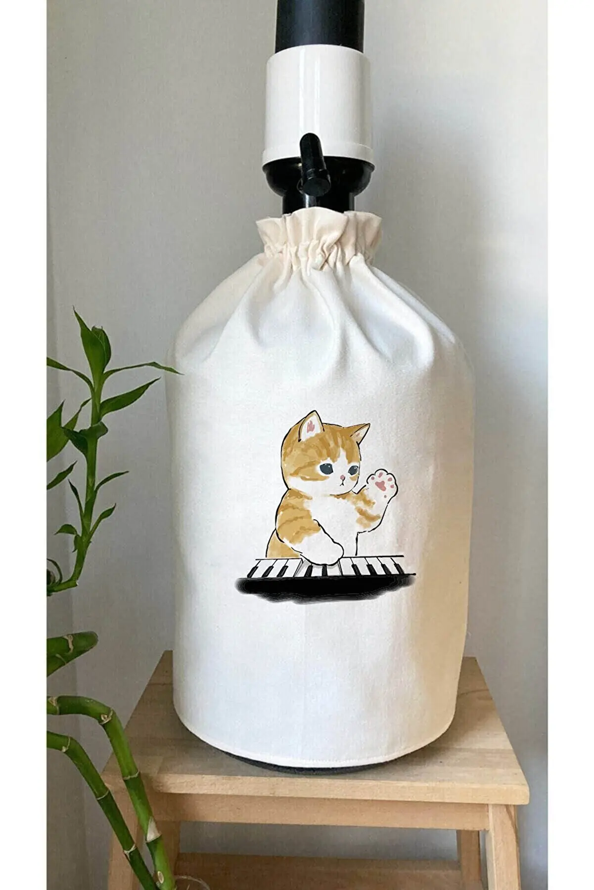 Stable Style Design Black Cream Linen Carboy Cover with Shirring Apparatus Carboy Cover Kitchen Design Water Storage C