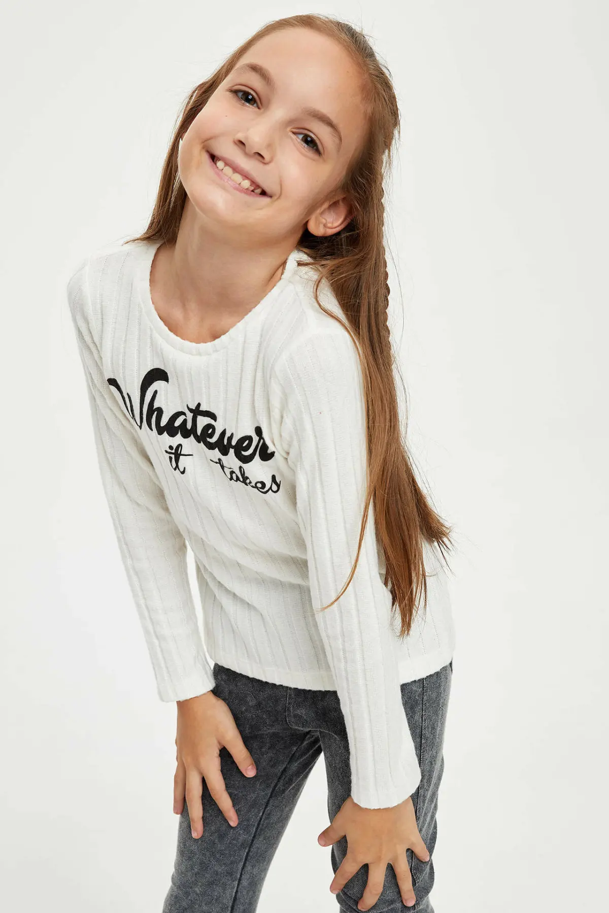 

DeFacto Fashion Girl Long Sleeve Letter Pattern Pullovers Children Crewneck Cotton Sweatshirt Girls Loose Tops - L1982A619AU