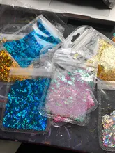 Letras holográficas de resina epoxi con purpurina gruesa, letras gruesas, lentejuelas mezcladas, alfabeto, 5 colores, 2g por