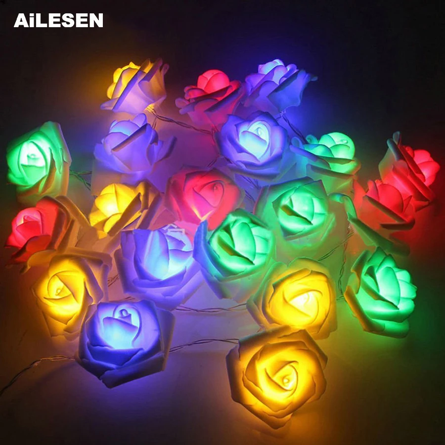 Multicolor AiLESEN 2,5 м/5 м USB разъем розы светодиодные гирлянды розы лампы "Цветы" для вечерние, праздничные, свадебные, рождественские украшения - Испускаемый цвет: Multicolor