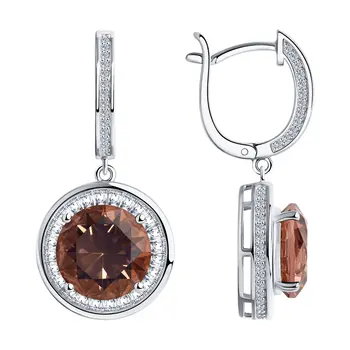 

Sokolov silver drop earrings,with stones, fashion jewelry, 925, women's male, long earrings