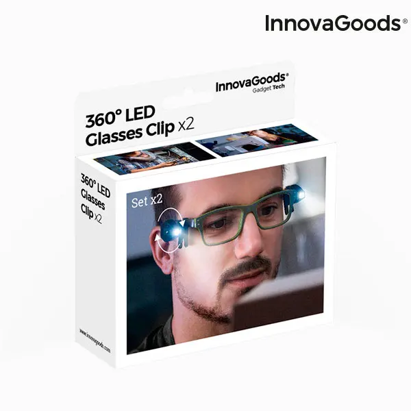 InnovaGoods 360 ° светодиодный зажим для очков(упаковка из 2 шт