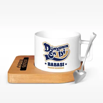 

Personalized World Best Father Design Wood Altlıklı Ceramic Cup-3