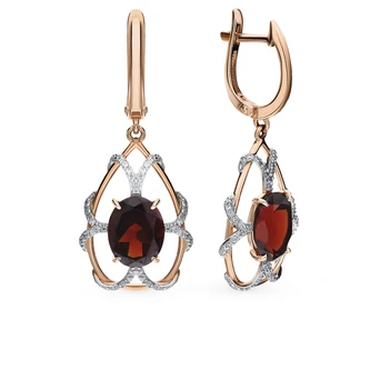 

Gold earrings with cubic zirconia and Garnet sunlight sample 585