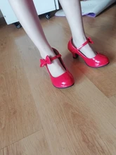 2020 nueva gran oferta zapatos de baile de cuero de princesa zapatos de fiesta de arco de color rojo sólido brillante zapatos de moda de tacón alto para niños