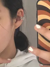 MENGJIQIAO-Clips de Metal con forma de mariposa para mujeres y niñas, joyería de oreja de cartílago falsa, sin Piercing
