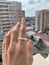 PerisBox-anillo minimalista de perlas naturales para mujer, Anillos geométricos de perlas de agua dulce naturales, círculo continuo, novedad de 2020