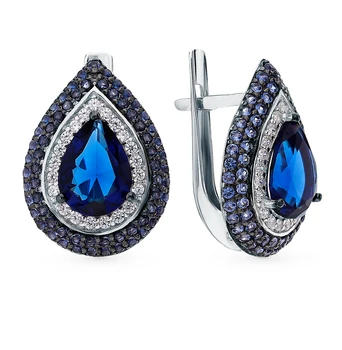 

Silver earrings with cubic zirconia and quartz synthetic sunlight sample 925 test