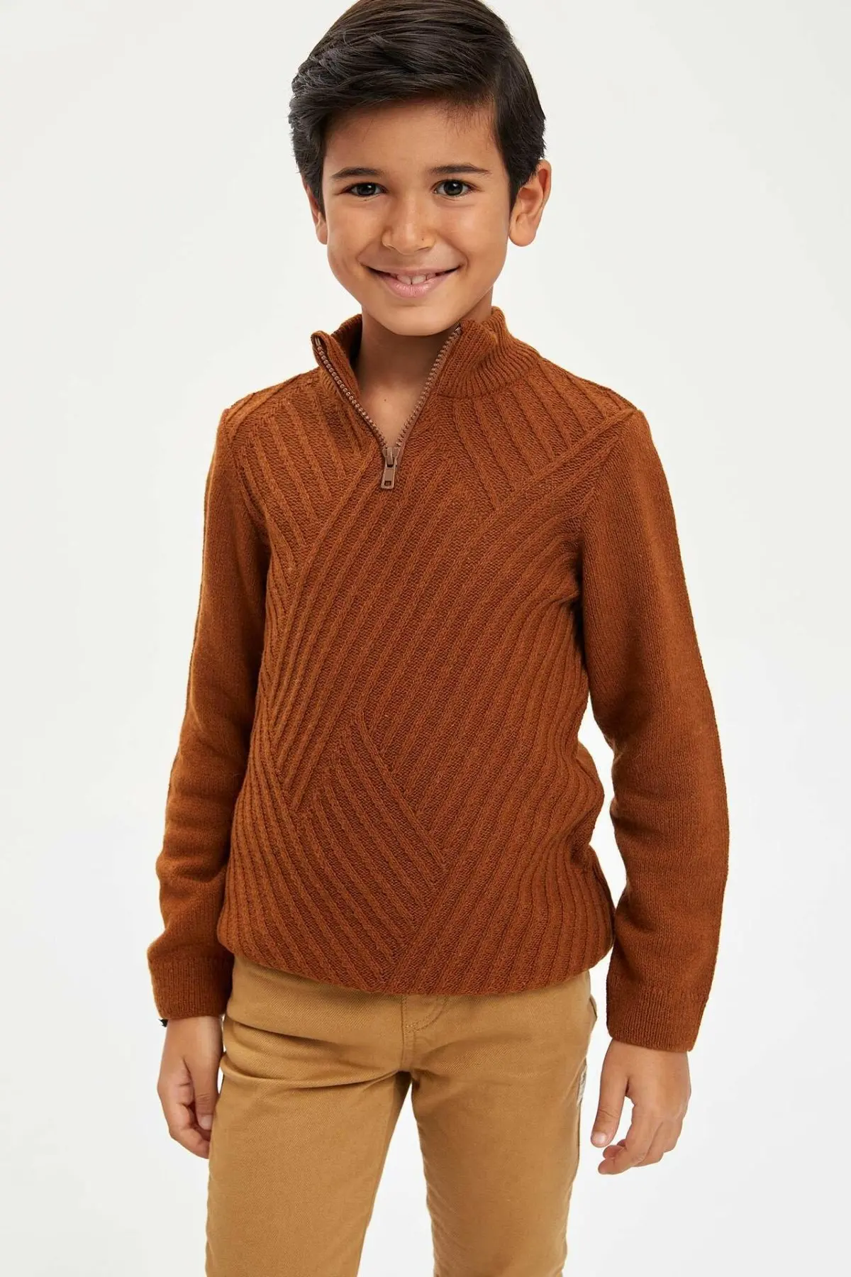 DeFacto Autumn Boy Fashion Turtleneck Pullover Kids Children Causal