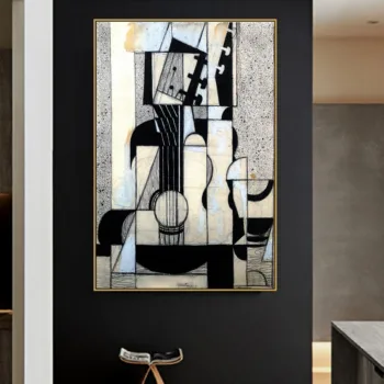 

Juan Gris Old Famous Master Spanish Artist Still Life with Guitar Canvas Painting Poster Print for Room Wall Decor POP Wall Art