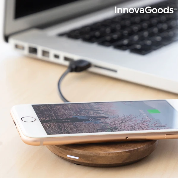 InnovaGoods беспроводное деревянное быстрое зарядное устройство орех