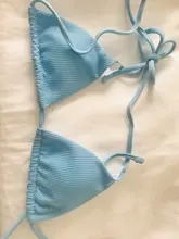 GNIM-Bikini brasileño de dos piezas para mujer, de dos piezas con espalda descubierta traje de baño, estilo triangular, ropa de playa, 2020