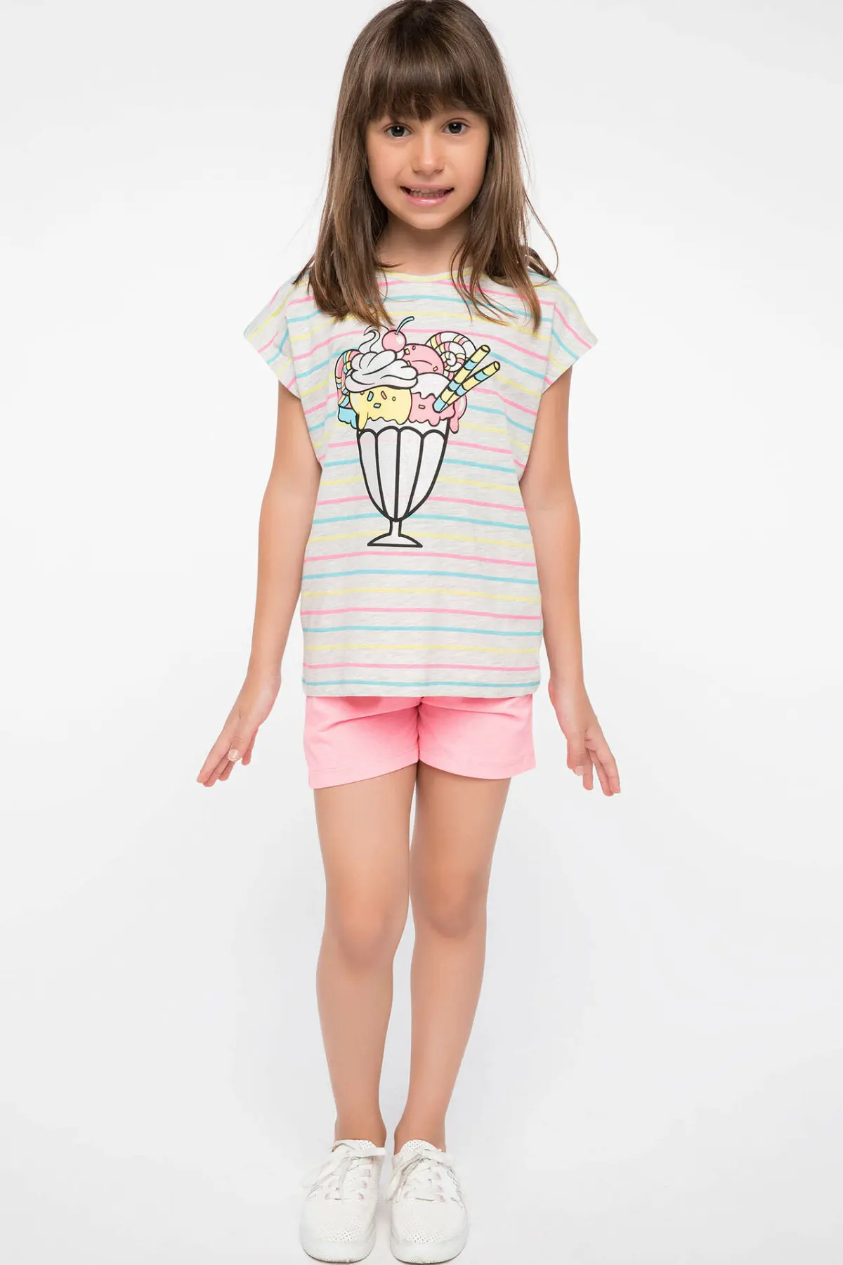 DeFacto модные однотонные шорты для девочек повседневные хлопковые свободные